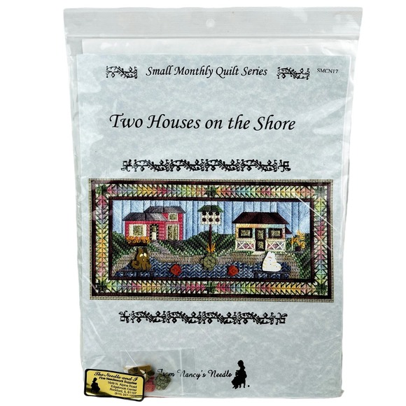 Two Houses on the Shore Chart Kit From Nancy's Needle Small Monthly Quilt Series - Picture 1 of 8